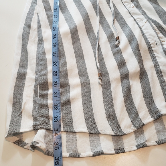 Love Notes Women's Strip Button Up Roll Tab Long Sleeve Shirt Dress - Picture 6 of 8